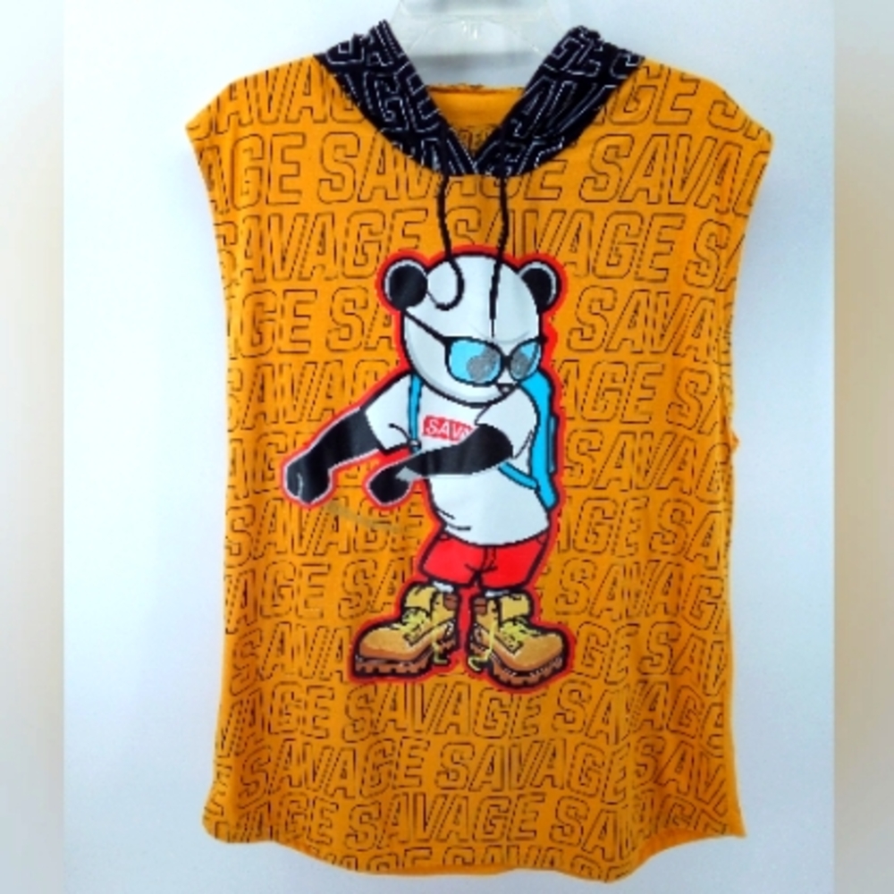 Fresh Laundry Savage Youth Dancing Bear Bookbag Yellow Black Hoodie XL Cotton